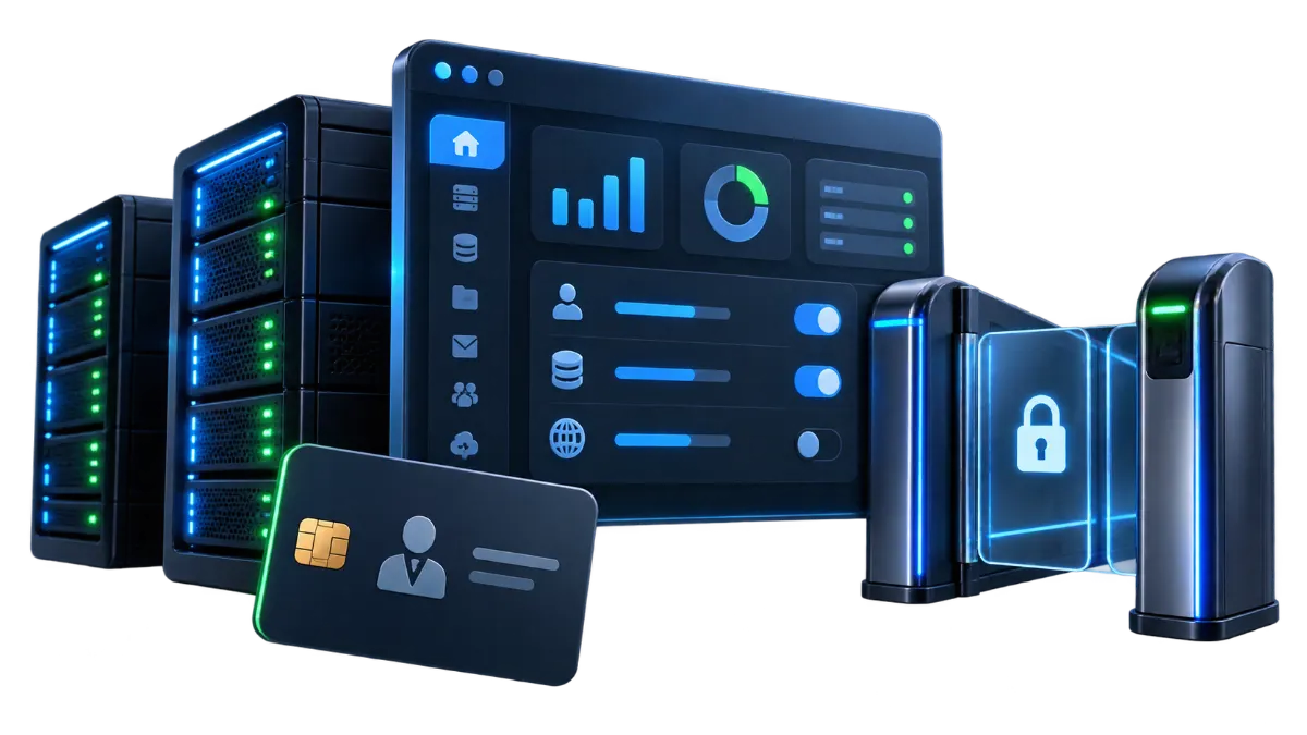 لوحة تحكم استضافة متصلة بخزانات خوادم وبوابة وصول حساب، تمثل إدارة حسابات cPanel وWHM